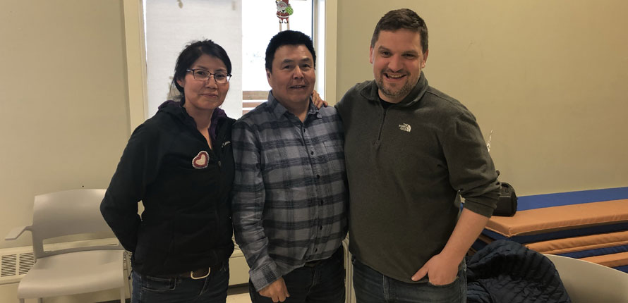 Andrew Spring with Chief Lloyd Chicot and Melaine Simba