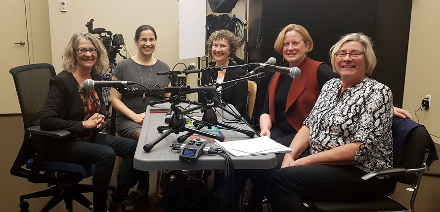 recording the podcast in the studio