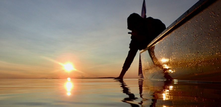 canoe at sunrise